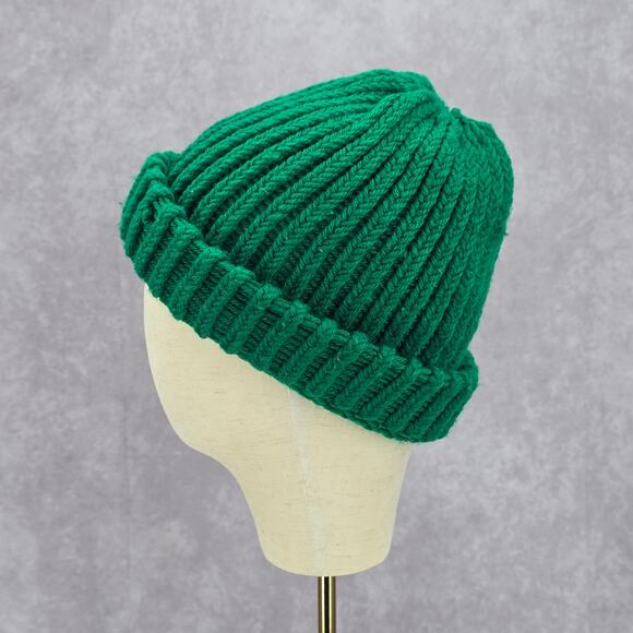 Green Crochet Knit Bucket Cap Hat Fun Vintage Y2K Funky Beanie - Picture 3 of 4